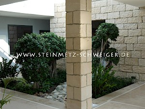 Verkleidung Betonpfleier mit Sandstein